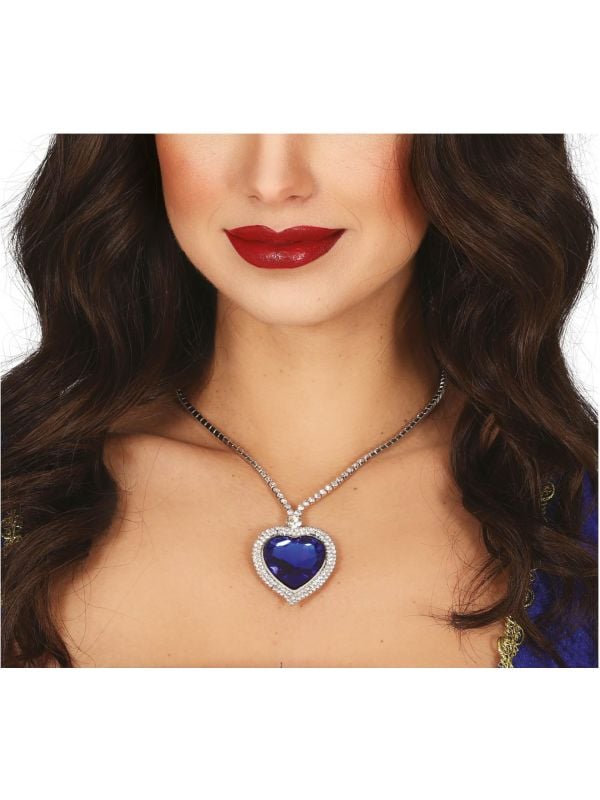 Zilveren Blauw Hart Halsketting