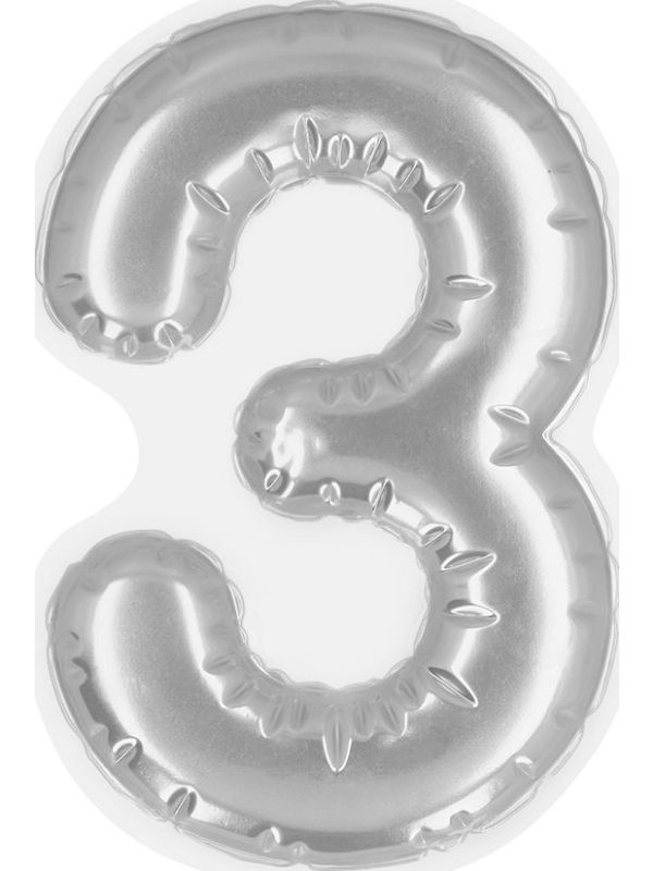 Zilveren Folieballon Sticker Cijfer '3' main product photo