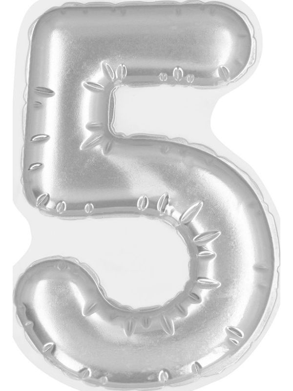 Zilveren Folieballon Sticker Cijfer '5' main product photo
