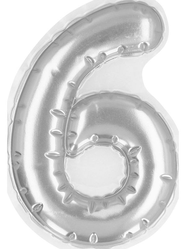 Zilveren Folieballon Sticker Cijfer '6' main product photo