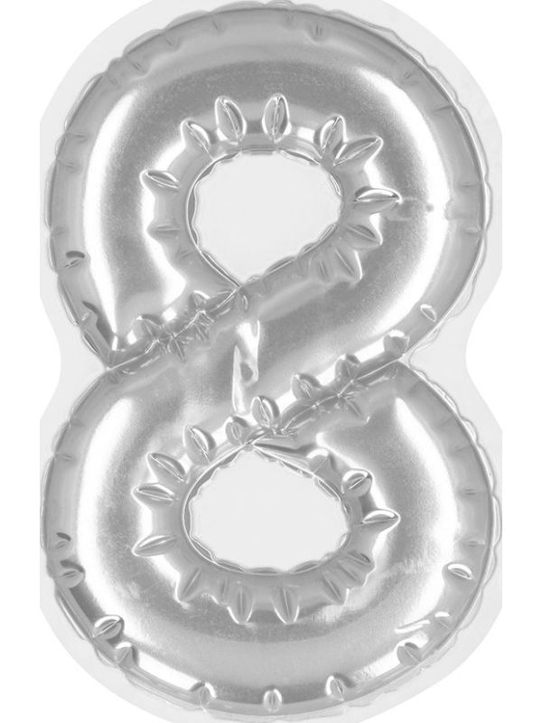 Zilveren Folieballon Sticker Cijfer '8' main product photo