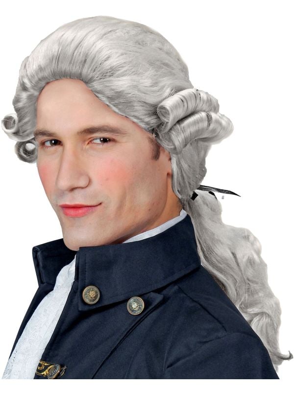Zilveren graaf pruik