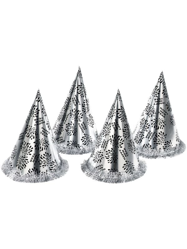 Zilveren Happy New Year puntmuts main product photo