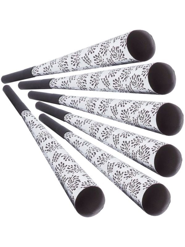 Zilveren Happy New Year trompetjes 6 stuks