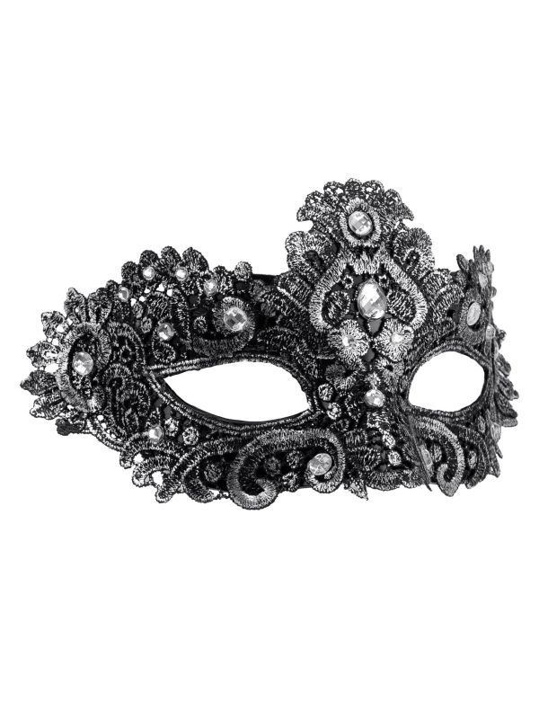Zilveren Masquerade Oogmasker met Stenen
