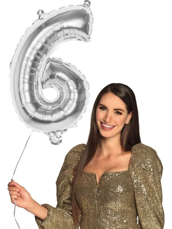 Zilveren XL folieballon cijfer 6 main product photo