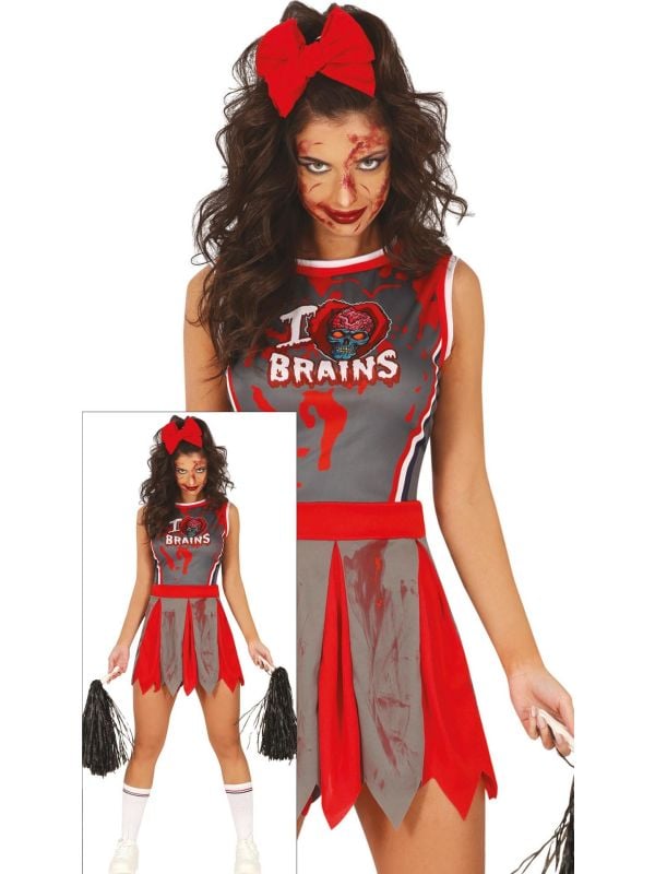 Zombie cheerleader jurk halloween dames