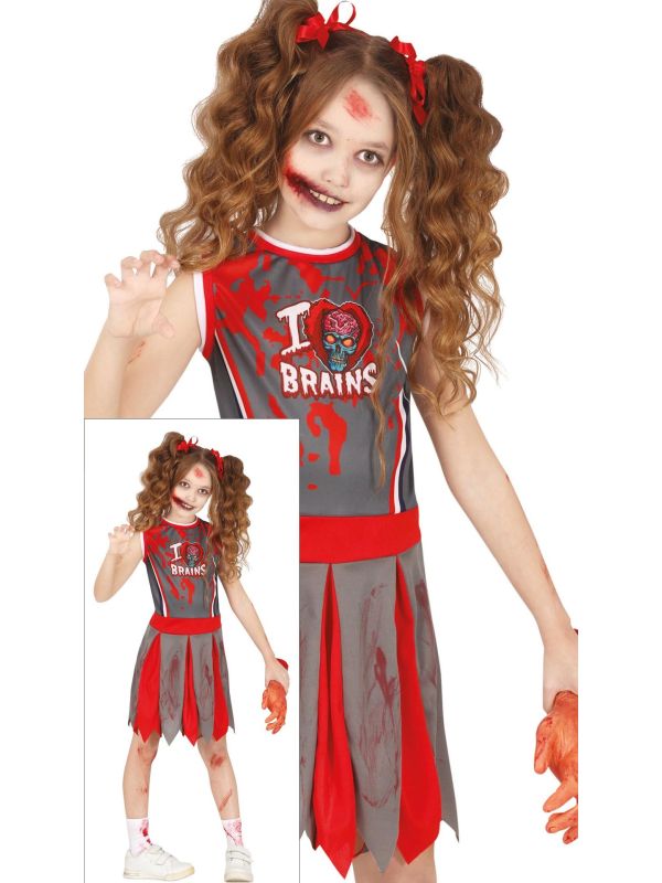 Zombie cheerleader jurk halloween kind