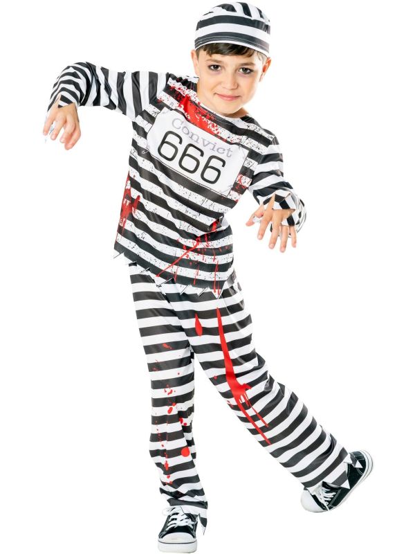 Zombie Gevangene Outfit Kind Zwart-Wit
