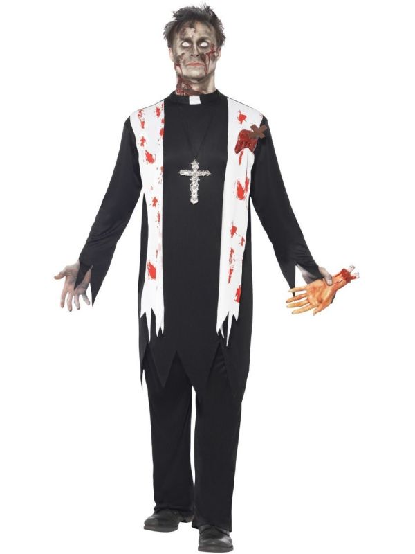 Zombie priester kostuum zwart main product photo