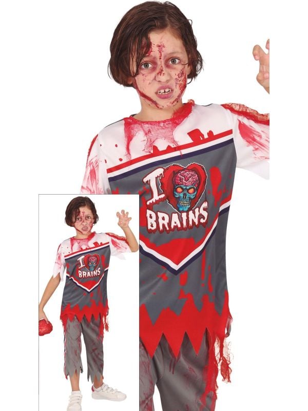 Zombie rugbyspeler kostuum halloween kind