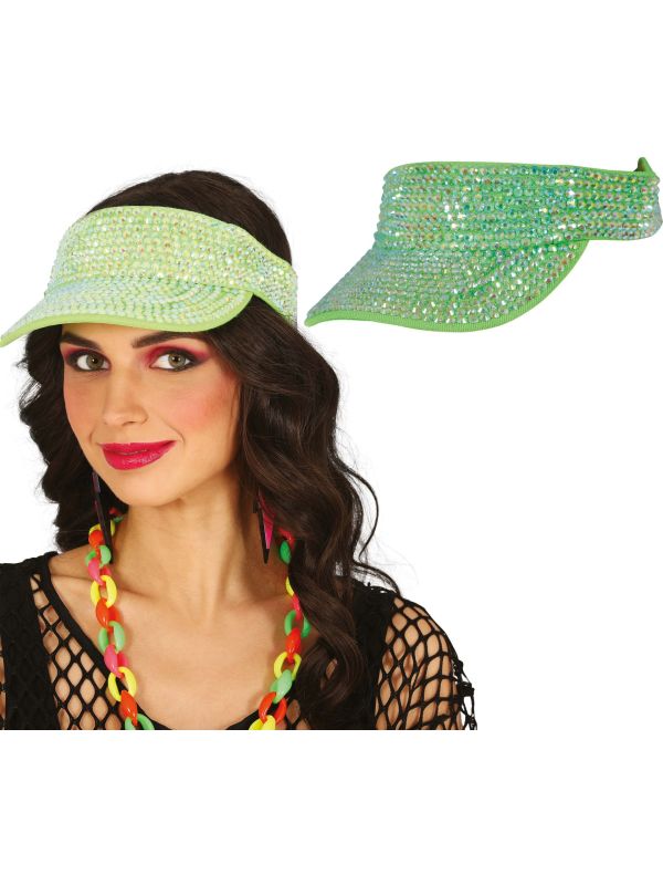 Zonneklep 80's Groen met Studs