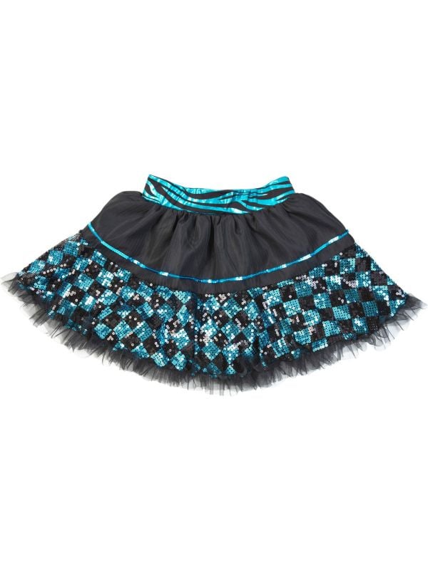 Zwart blauwe pailletten rok