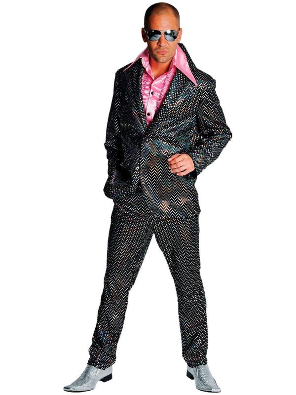 Zwart disco outfit glitter mannen main product photo