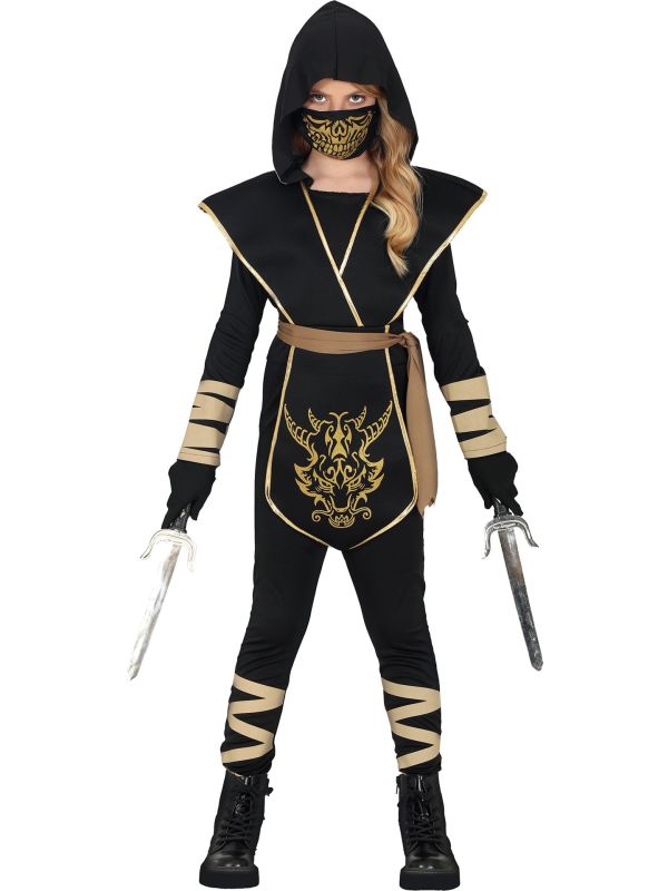 Zwart Goud Ninja Kostuum Meisjes main product photo