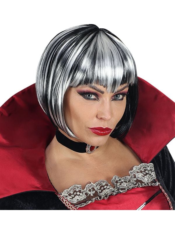 Zwart grijze gothic pruik vrouwen