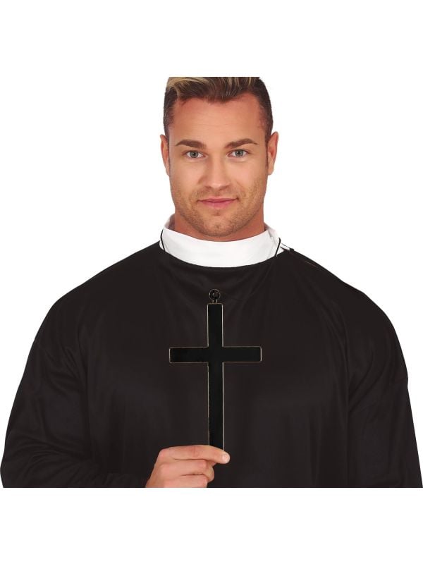Zwart kruis ketting halloween 22 cm