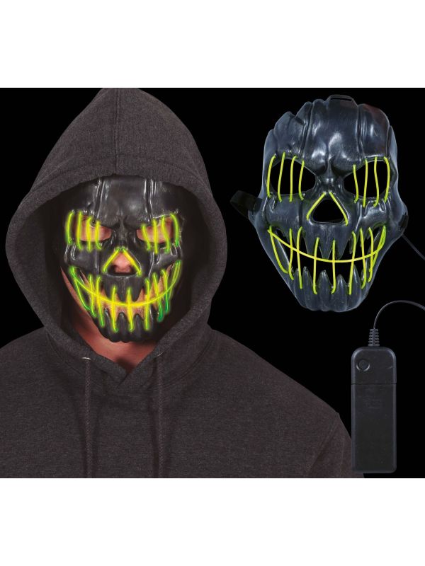 Zwart lachende schedel verlicht masker halloween main product photo