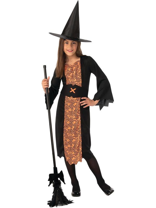 Zwart Oranje Heksenjurkje Meisjes