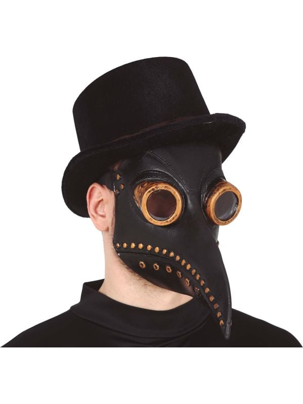 Zwart pestdokter masker latex halloween