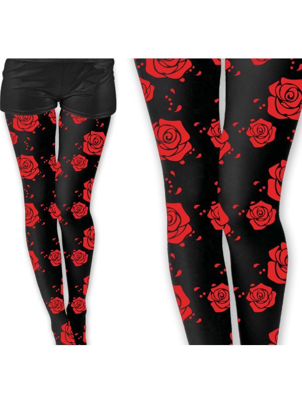 Zwart rode Dia de Muertos panty dames