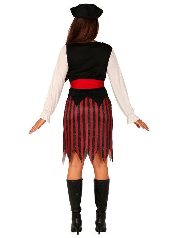 Zwart rode piraten outfit dames