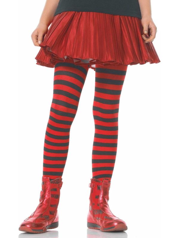 Zwart rood gestreepte kinder panty main product photo