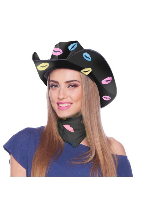 Zwart sjaaltje met lippen main product photo