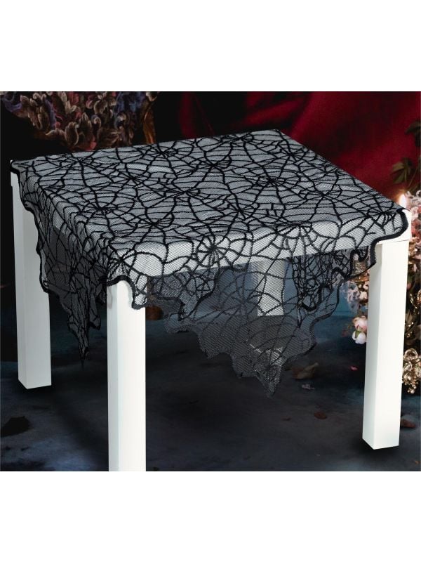 Zwart tafelkleed spinnenweb 100 x 75 cm halloween