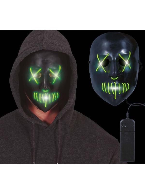 Zwart The Purge verlicht masker halloween