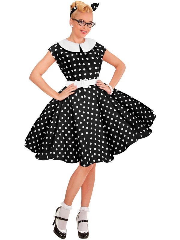 Zwart Wit Gestipte Jurk Vrouwen 50's