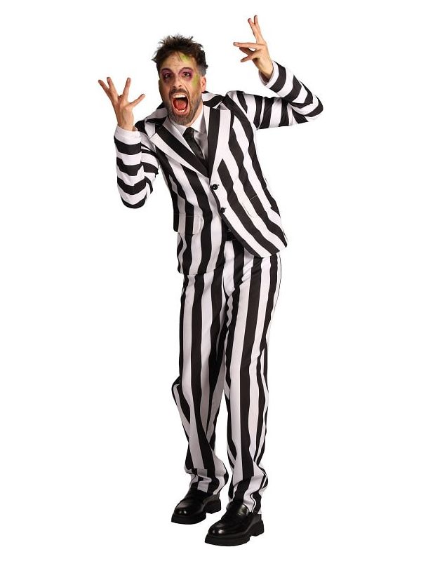 Zwart Wit Gestreept Beetlejuice Pak Heren Halloween