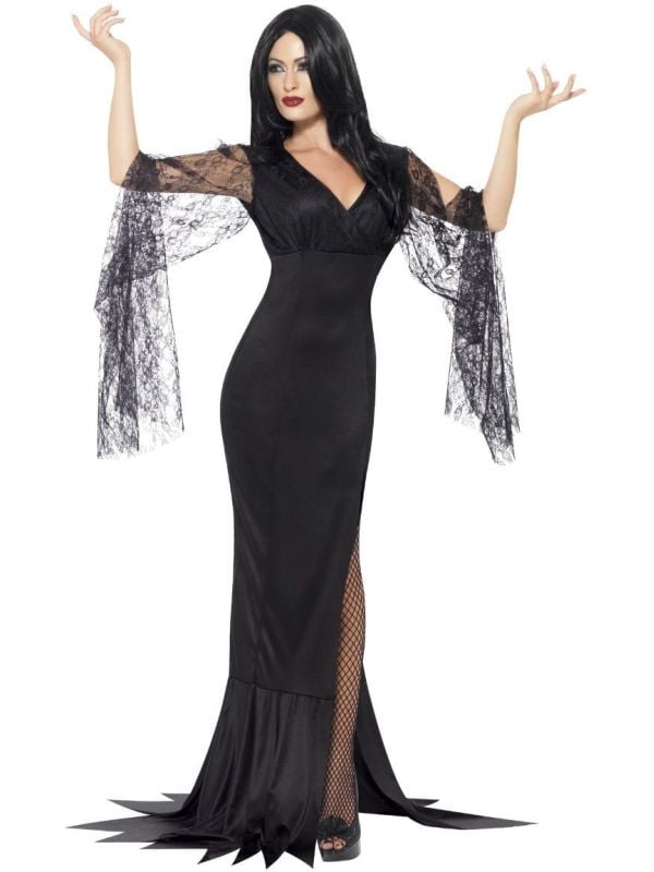 Zwarte dames jurk halloween