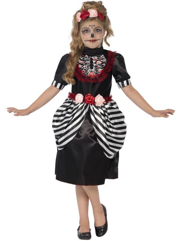 Zwarte dia de los muertos meisjes outfit main product photo