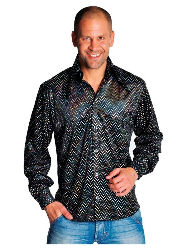 Zwarte disco blouse mannen main product photo