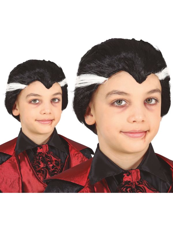 Zwarte Dracula pruik kind halloween