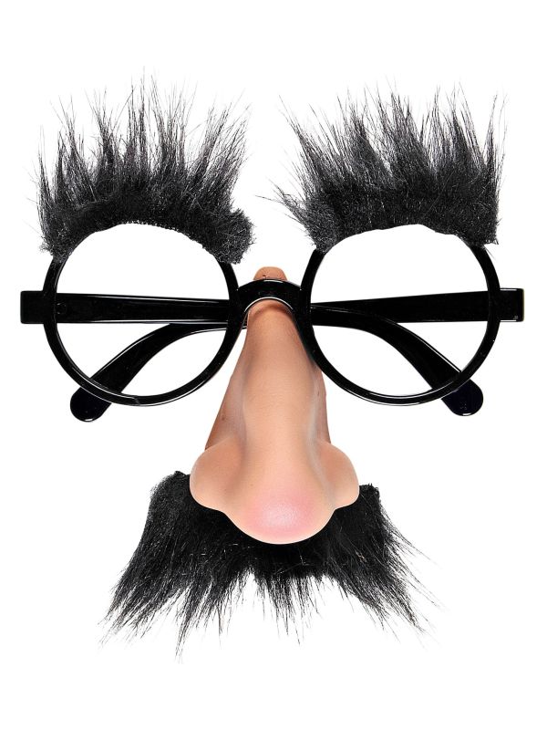 Zwarte Feestbril met Neus Snor en Wenkbrauwen