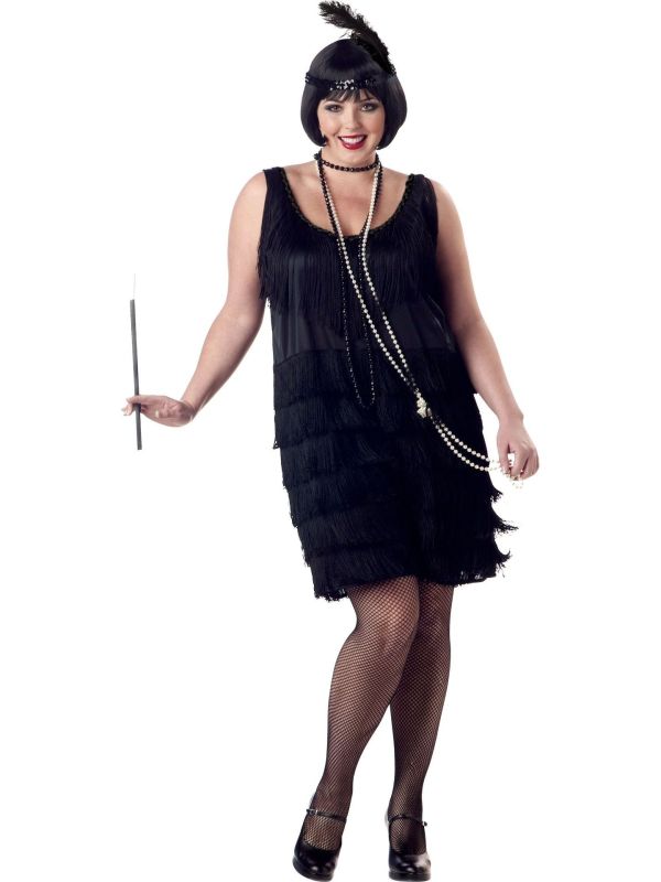 Zwarte flapper jurk plus size main product photo