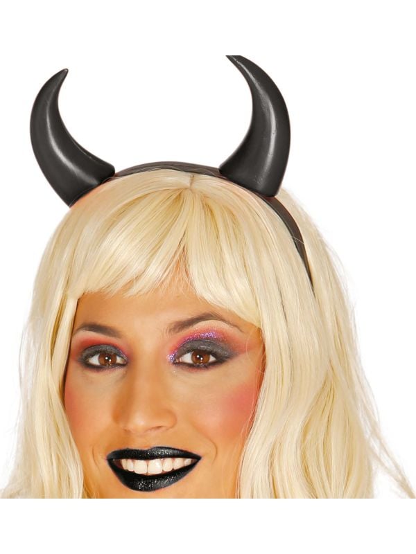 Zwarte horens duivel haarband halloween