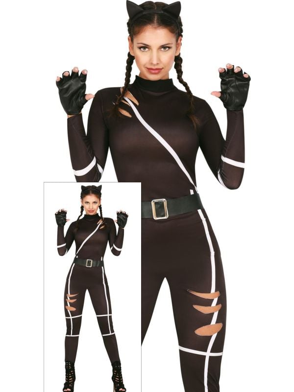 Zwarte kat kostuum halloween dames