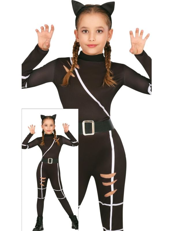 Zwarte kat kostuum halloween meisjes