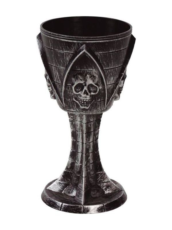 Zwarte kelk met schedel 19 cm halloween