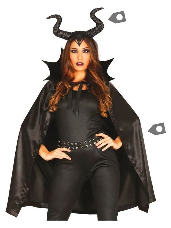 Zwarte maleficent cape en horens main product photo