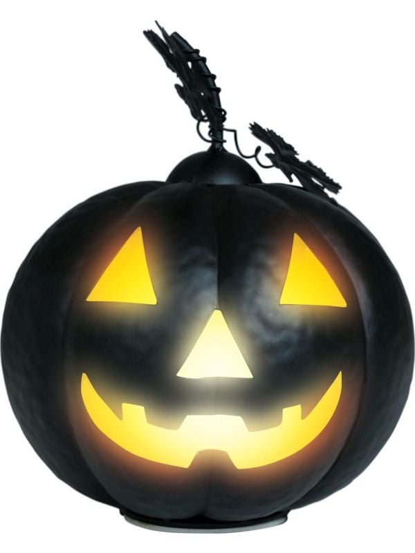 Zwarte metalen pompoen met verlichting halloween