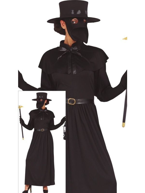 Zwarte pest dokter jurk halloween dames