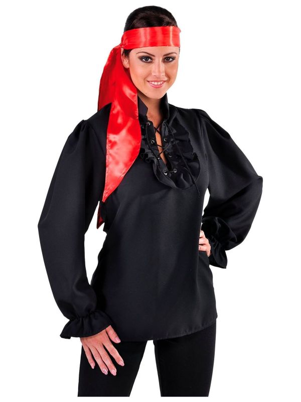 Zwarte piraten blouse dames main product photo