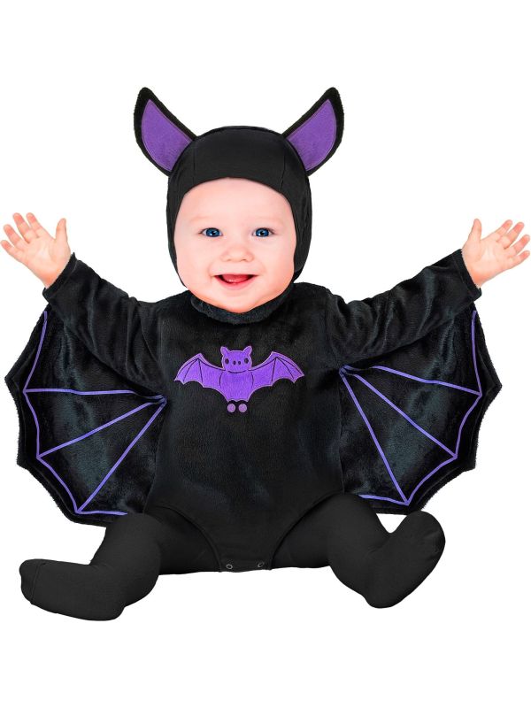 Zwarte Pluche Vleermuis Onesie met Mutsje Kind 98 cm