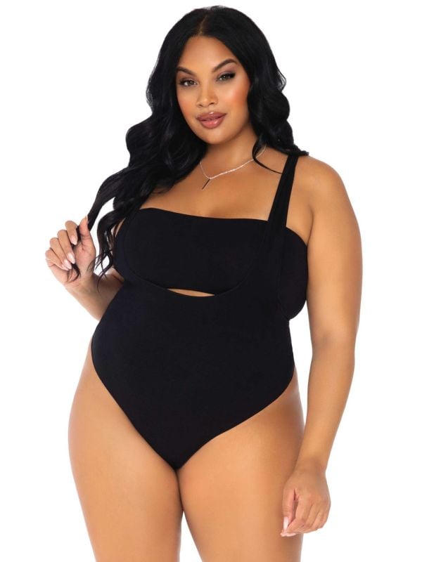 Zwarte plus size 2 delige bodysuit