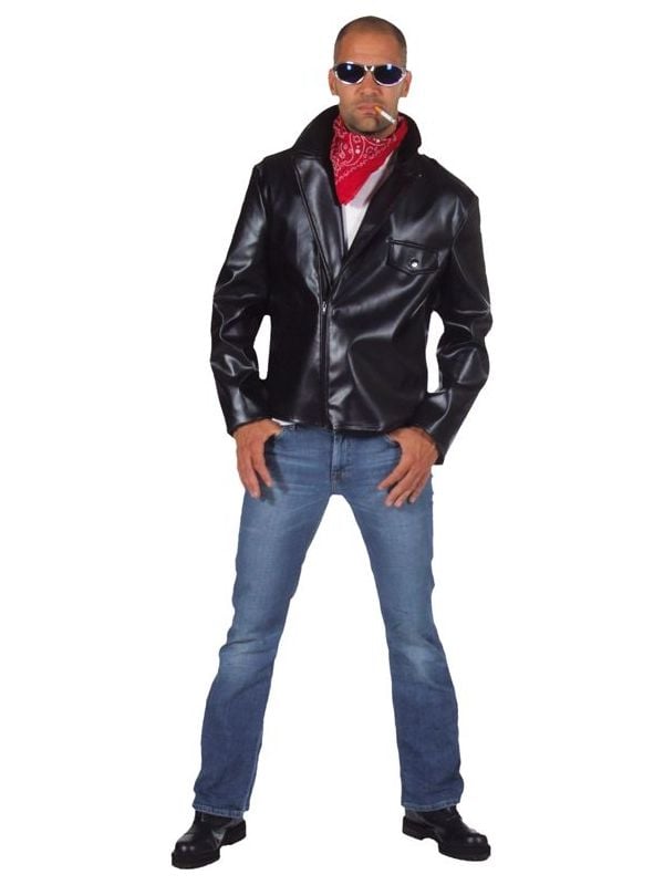 Zwarte rock en roll jas leer mannen main product photo