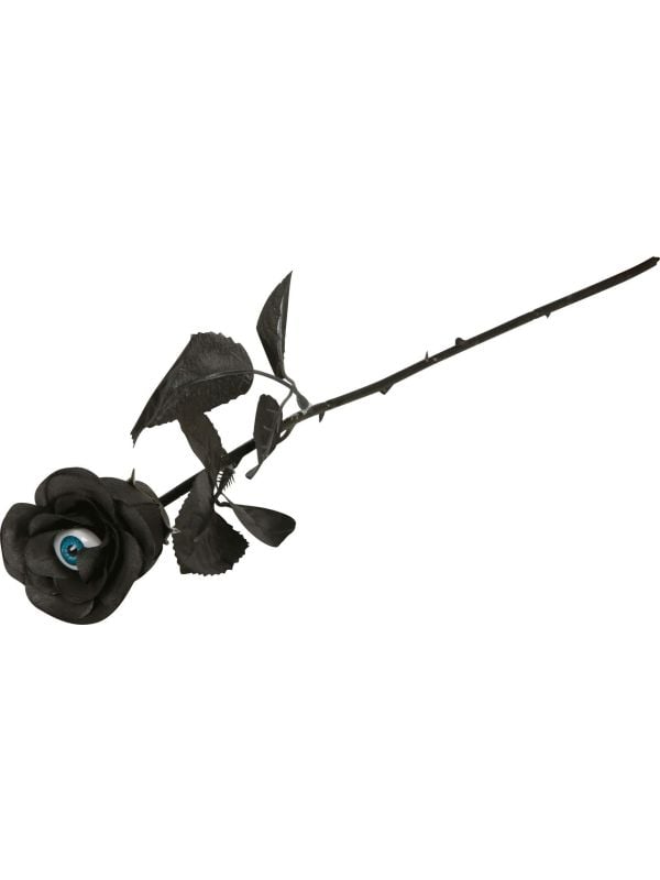 Zwarte roos met menselijk oog 42 cm halloween